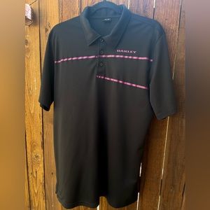 🍭2/$45~Oakley Premium Stretch Short Sleeved Purple Stripe Polo~Large
